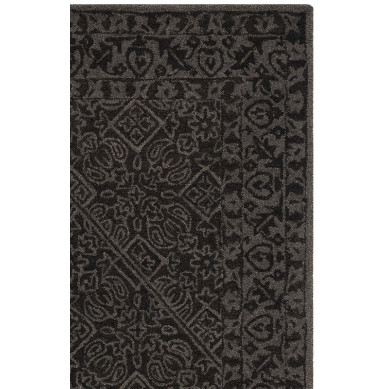 Tapis oriental gris foncé en laine / coton touffeté à la main Dip Dye, Rectangulaire 3 pi x 5 pi