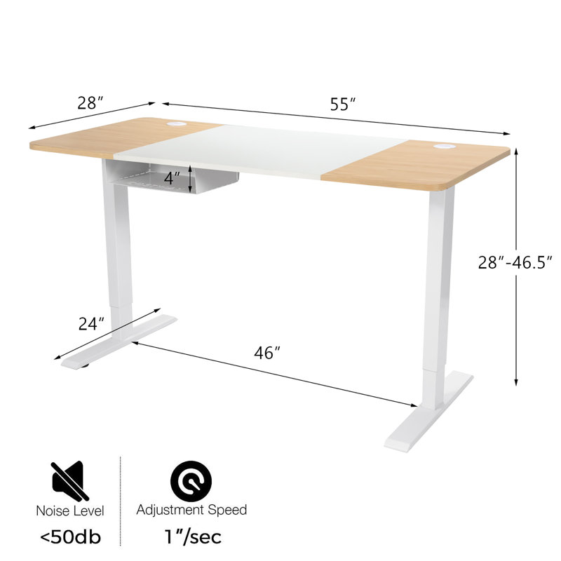 Bureau pour travailler debout à hauteur réglable, Jaune / blanc / blanc