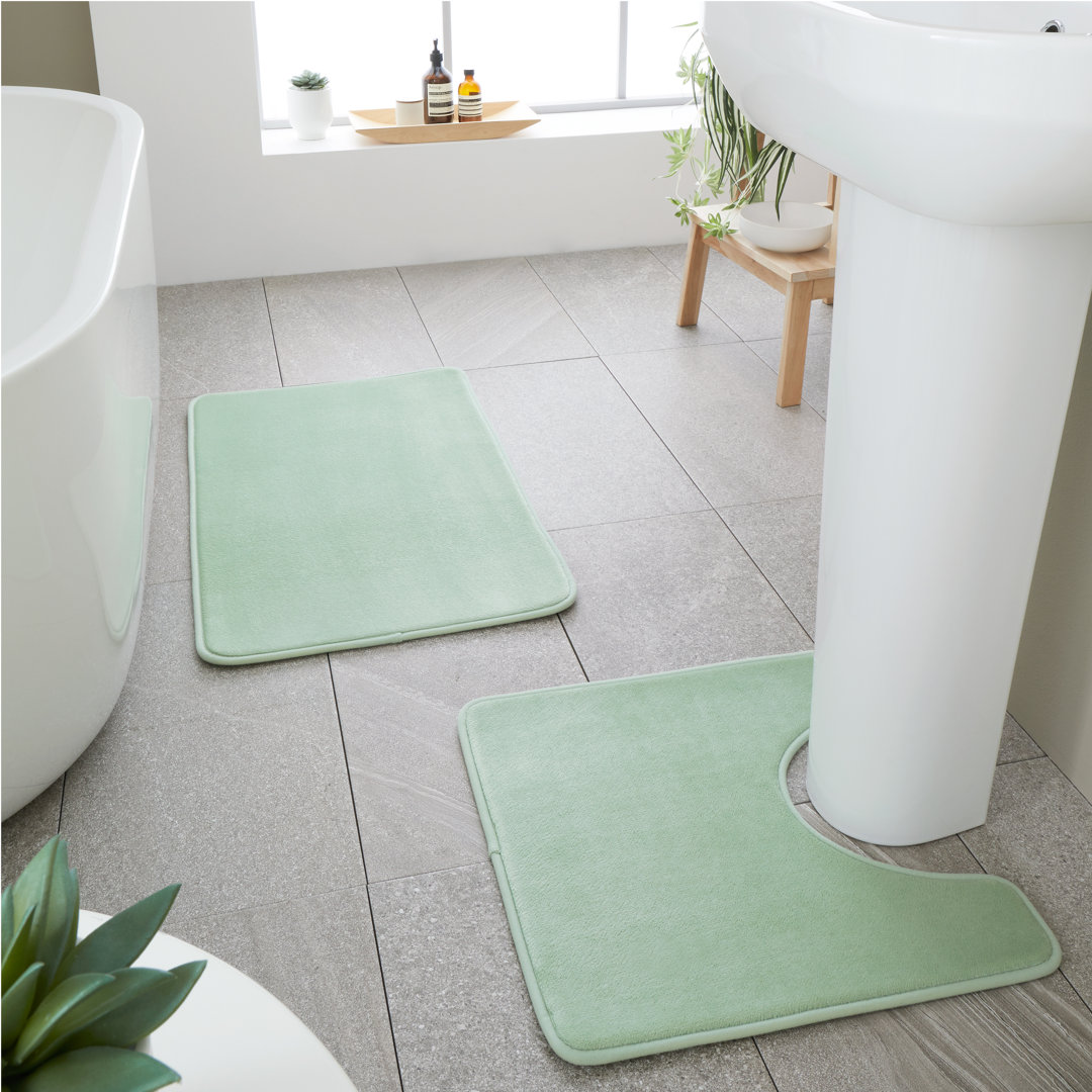 Anti-Bacterial Memory Foam Bath Mat and Pedestal Set