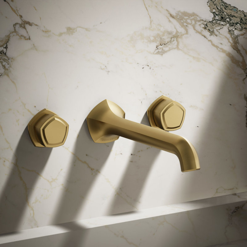 Occasion Wall-Mount Bathroom Sink Faucet Knob Handle Trim, Brushed Brass