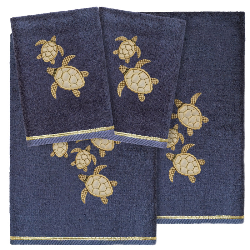 4 Piece 100% Turkish Cotton Towel Set, Marine