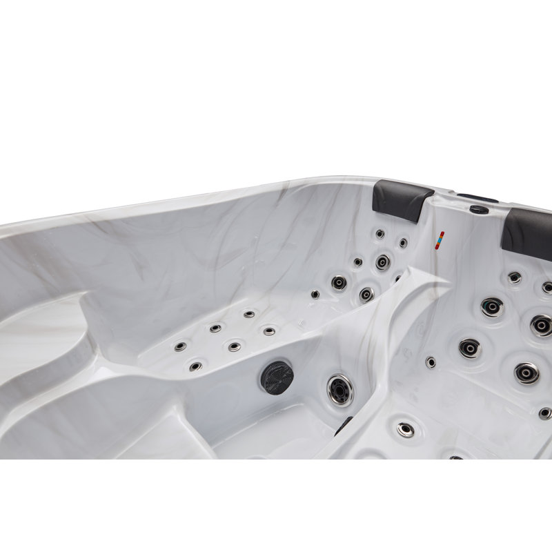 Gray Acrylic 3-Person Rectangle Hot Tub with LED Lighting