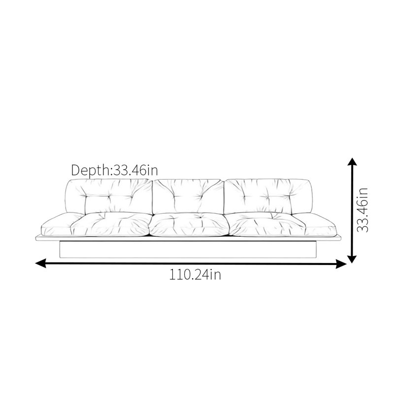 Canapé japonais, H 33,46 po x l 110,24 po x P 33,46 po, 3