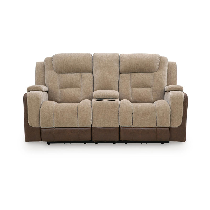 Causeuse inclinable électrique avec console, Brun