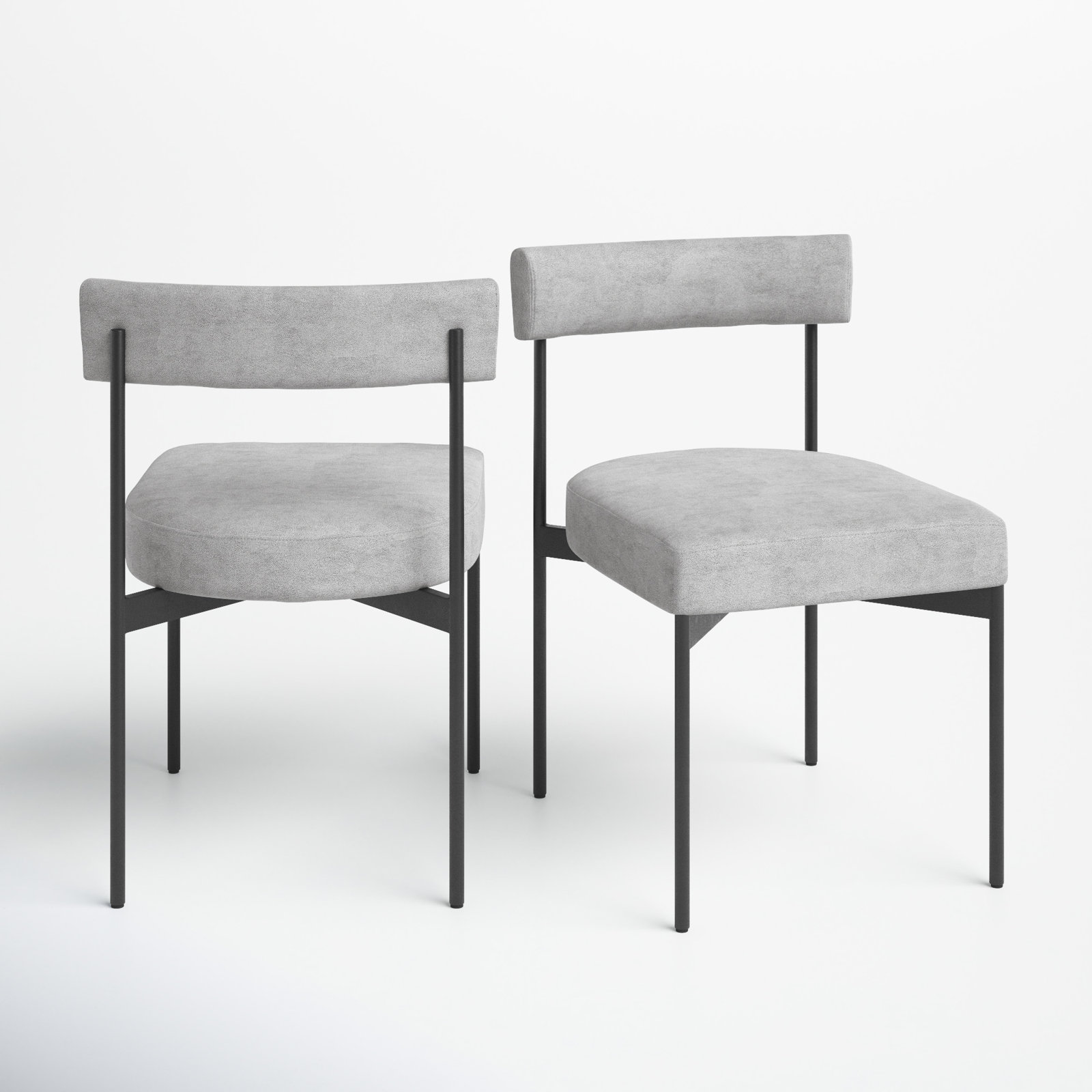 Freida 19.75'' H Upholstered Dining Chair, Light Gray Performance, Black