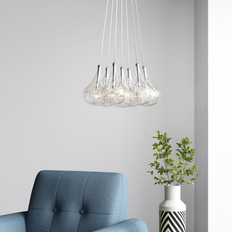 Dancy 7 - Light Glass/Aluminium Cluster Pendant