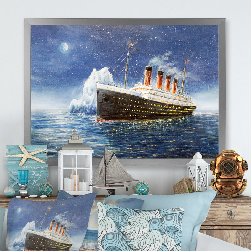 Titanic - reproduction sur toile, H 30 po x l 40 po x P 1,5 po, Toile argentée avec cadre photo