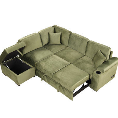 86.4" Sleeper Bed With , . 2 In 1 Pull Out Couch For Living Room, Bedroom, Apartment. Plywood Build, High Foam Filling, 1000 Lbs Capacity Storage