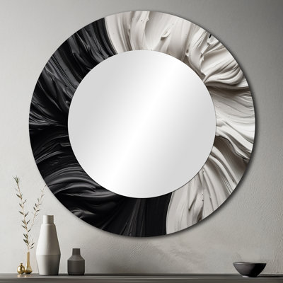 Décoration murale noir et blanc marbré Dreamscape IV - Miroir rond géométrique moderne_MTMIR61804