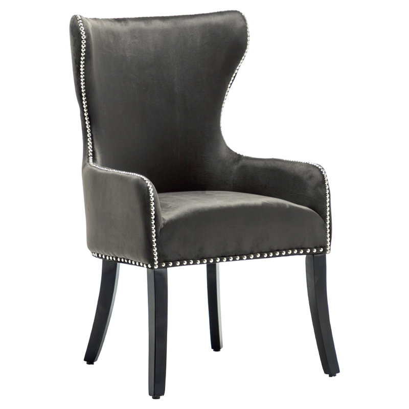 Latty 46cm H Velvet Upholstered Wing Back Side Chair Dining Chair, Coffee, 2