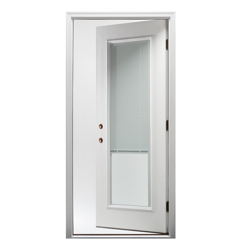 Smooth Primed Full Lite Fiberglass Front Door with Blinds, 36" x 80"