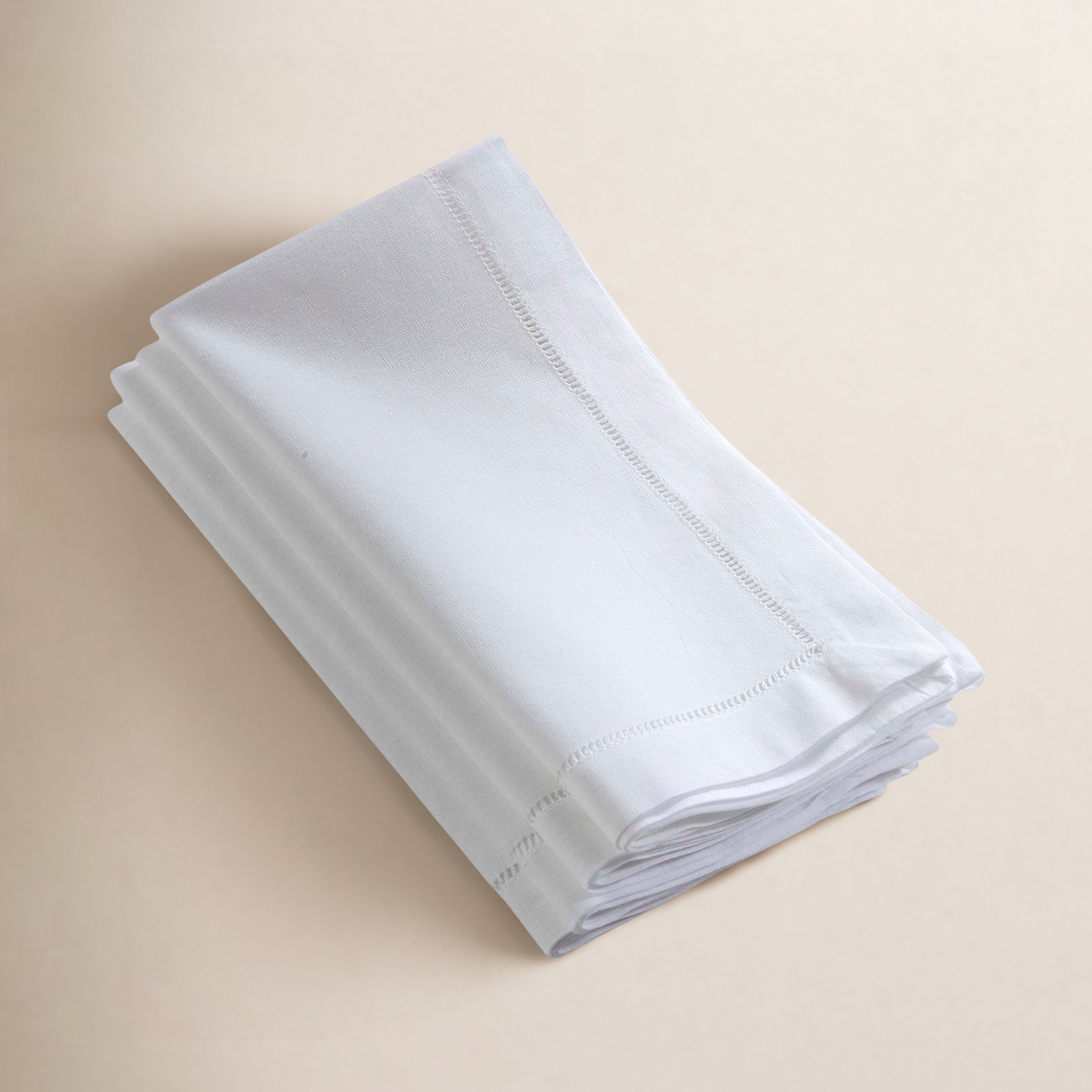 Gelder 20" W Napkin with Hemstitch Border (Set of 4), White