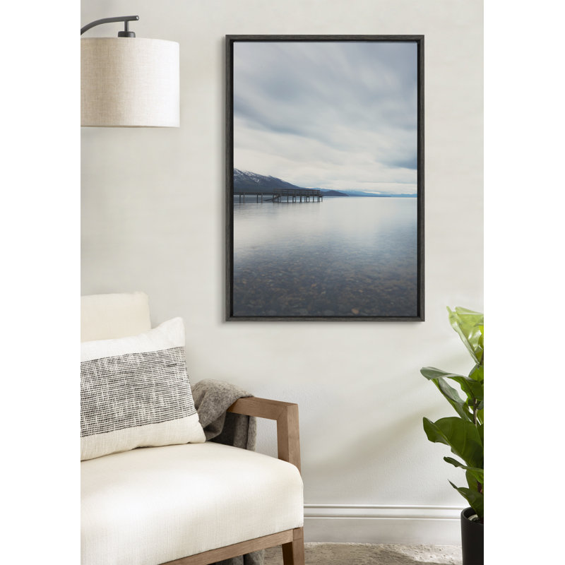Lake Tahoe Reflections Framed Canvas Wall Art, 23x33, Dark Gray