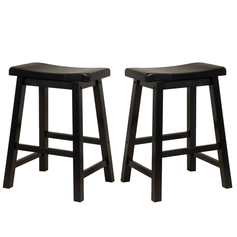 Tabouret de selle de 24 po en bois noir, idéal pour les espaces de service, profondeur de 17,18 po, largeur de 14 po, poids de 12,04 lb, séduisant, profond, large, 23,6 po de haut,