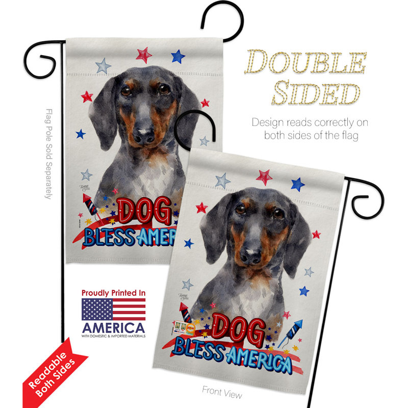 Drapeau de jardin en polyester teckel patriotique brun clair, H 18,5 po x l 13 po