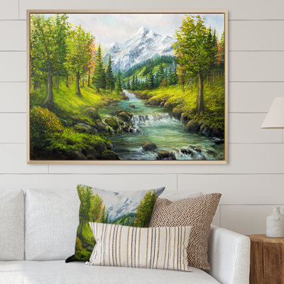 «Beautiful Spring River In Mountain III», décoration murale traditionnelle sur toile