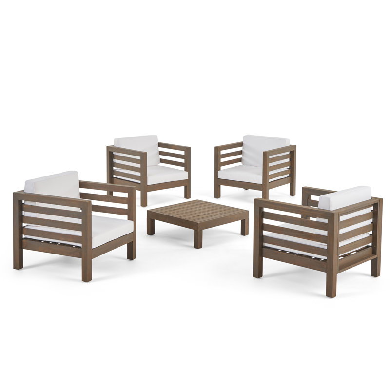 Farlay Acacia 4 - Person Patio Conversation Set with Cushions