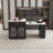 80-Inch Expandable Kitchen Island With Dining Table, Marble-Grain Countertop With Power Outlet, Mobile Storage Cart With Cabinet & 2 Drawers, Kitchen Prep Table (Black)