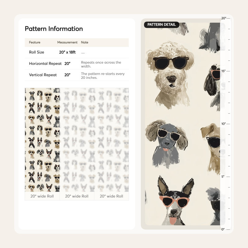 Papier peint chiens, décoration murale moderne ludique