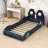 Wood Twin Race Car-Shaped Upholstered Platform Bed with LED Lighting-476016938