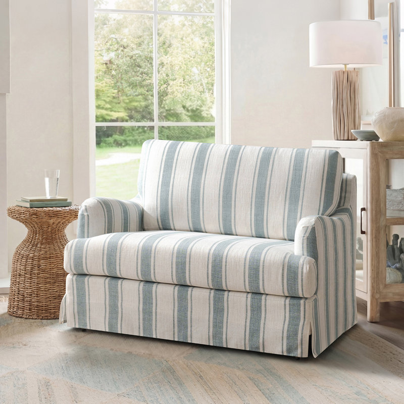 Chaise Parsons surdimensionnée de style ferme Dignazio, 45,5 po de largeur, avec housse amovible et accoudoirs uniques, Bande