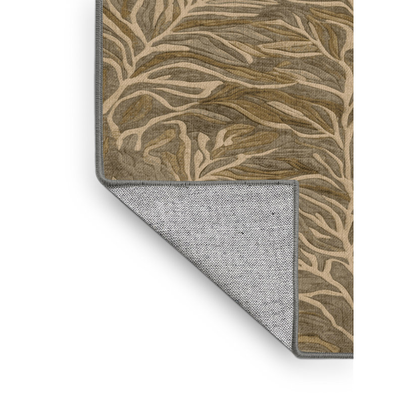Machine Washable Nature Brown Area Rug, Round 5'