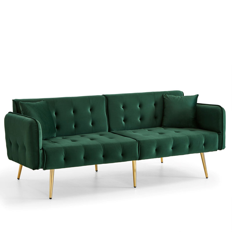 2 Seater Velvet Sofa Bed, Green