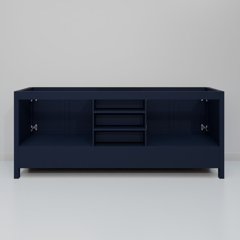 Jacques 72 in. W x 22 in. D Double Bath Vanity and 70 in. Mirror, Navy Blue, White Cultured Marble