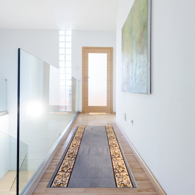 Tapis floral gris
