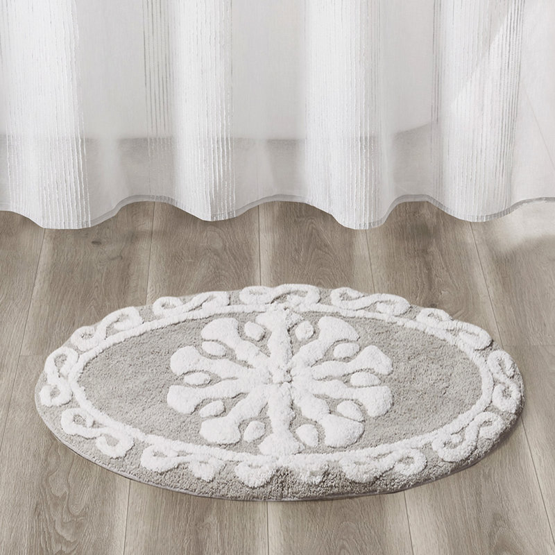 Tapis de bain en coton touffeté Medallion, Taupe