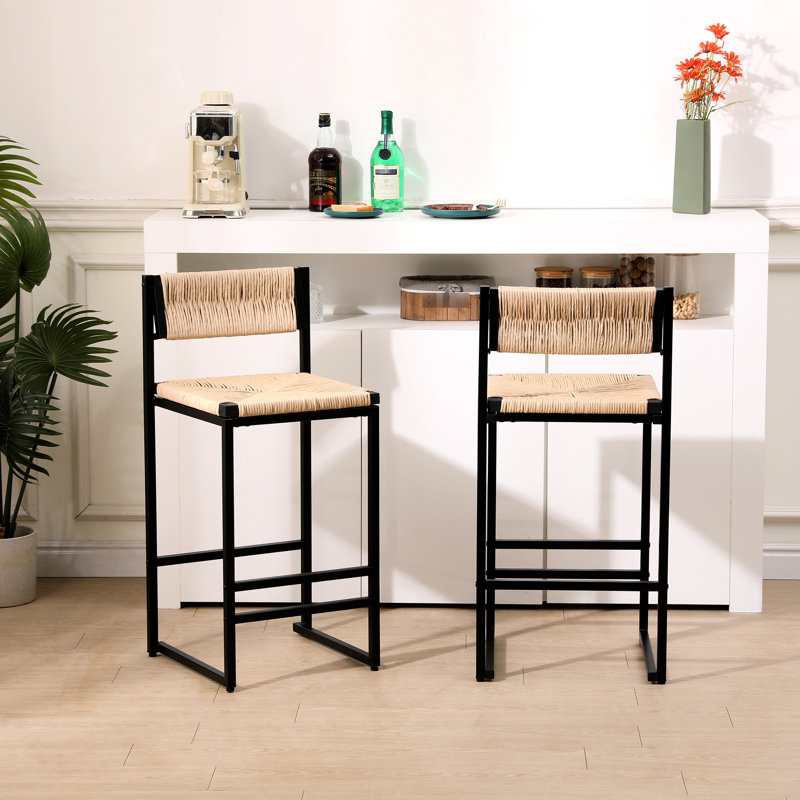 Tabourets de bar Honey Base en métal, style moderne. Idéal pour îlot de cuisine et comptoir. Facile à installer, Naturel