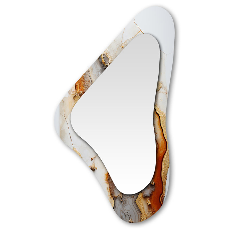 Mini miroir mural beige et orange en minimalisme