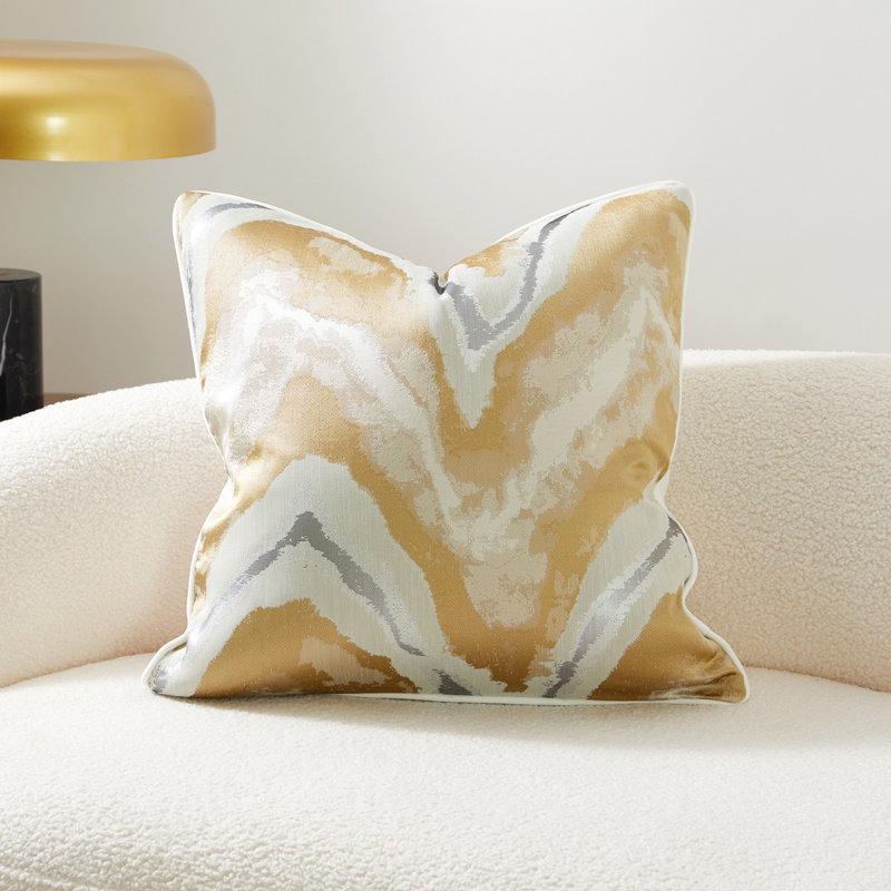 Housse de coussin réversible Abstract, Abstrait or et blanc, H 18 po x l 18 po