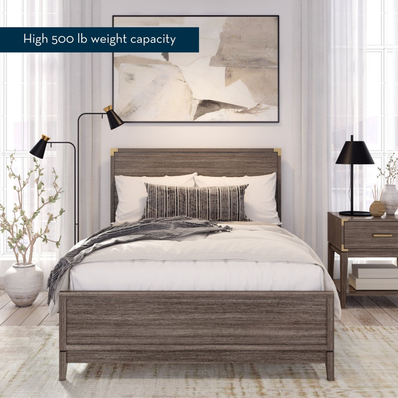 Aydin Solid Wood Panel Bed, Clay