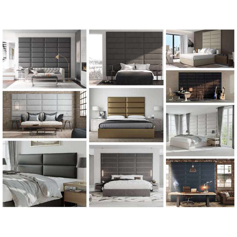 Garen Upholstered Headboard, Metallic Champagne, King