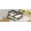 Lit plateforme en bois avec lit gigogne, tablettes et tête de lit-1895588798