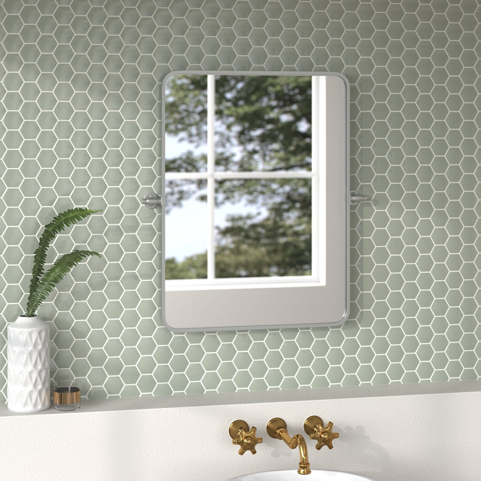 Belfield Metal Wall Mirror, Silver, 24" x 32"