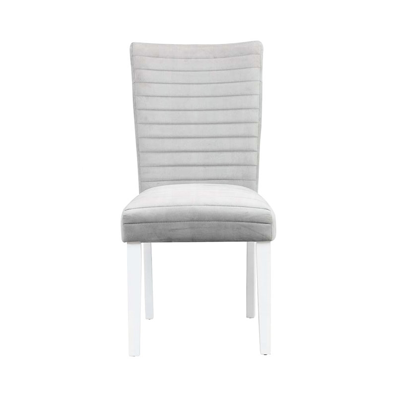 Chaises d'appoint grises et blanches pour la salle à manger (2) - Classy Design 2 pièces à dossier uni gris et blanc