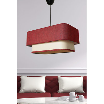 Lustre élégant crème et rouge, 27,6 po x 7,9 po | Corps en métal durable avec capuchon en jute, certifié CE | Douille E27, 40 W maximum | Parfait pour la salle à manger, le salon et les entrées, luminaire élégant