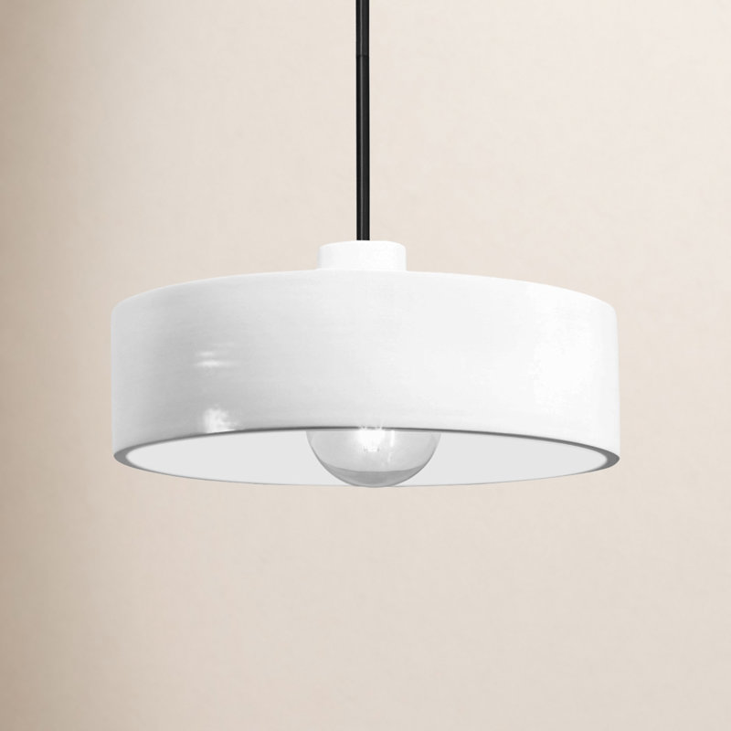 Riverside 1 - Light Drum Pendant, Matte Black, Pewter Green