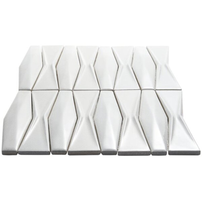 Nabi Harlequin 2x8 Glossy Glass Mosaic Tile, White