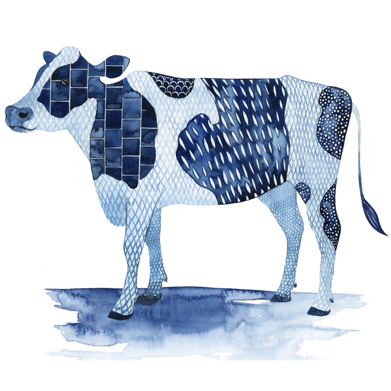 Cobalt Farm Animals I - Wrapped Canvas Print, 122cm H x 122cm W