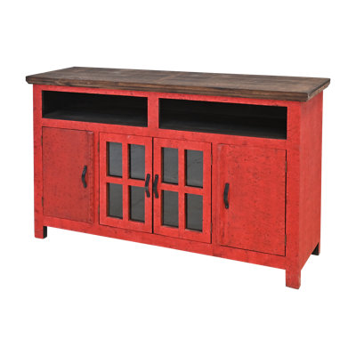 60" Red Distressed Hacienda TV Stand