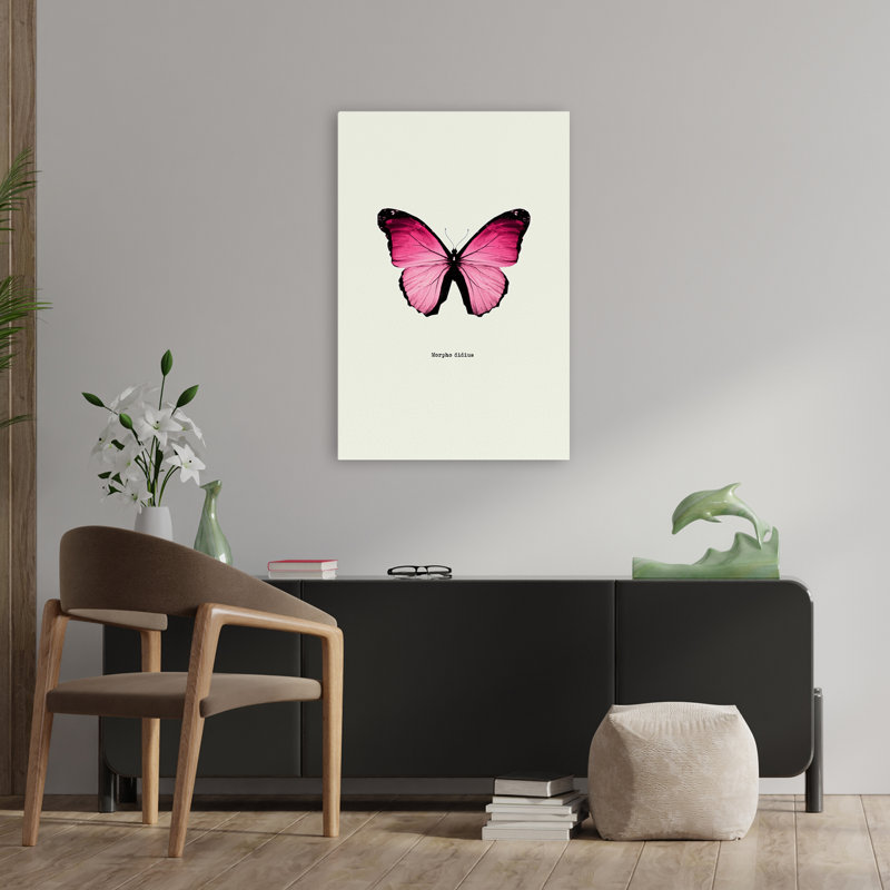 Papillon rose - Art avec papillons, H 36 po x l 24 po