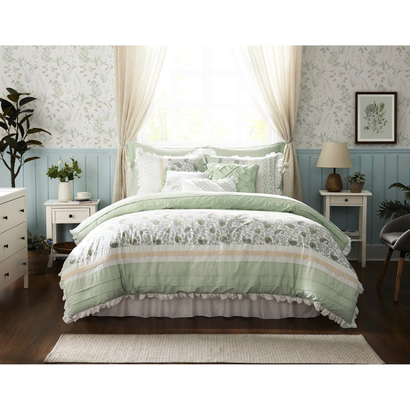 9 édredon pour grand lit, aspect classique en coton pour lit, sauge