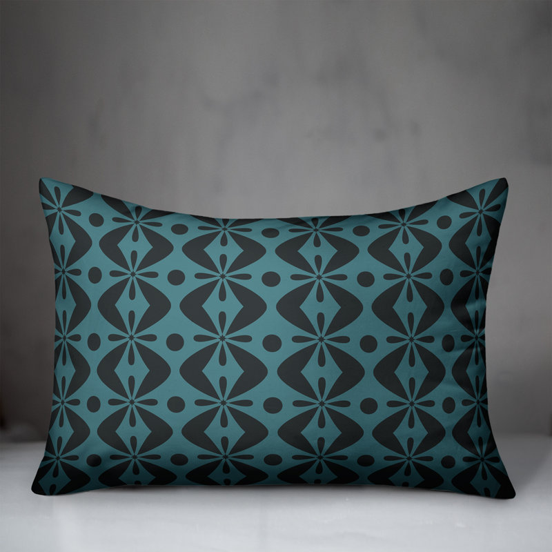 Folk Geometric Reversible Throw Pillow, Blue/Gray