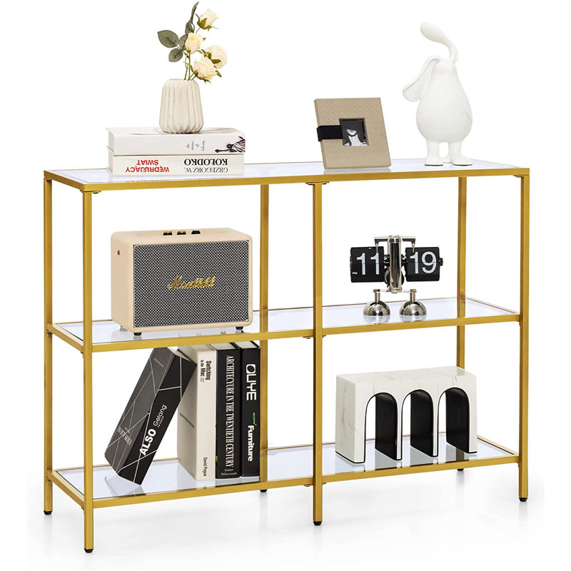 Meayki Glass Top Console Table, 73cm H x 100cm W x 30cm D