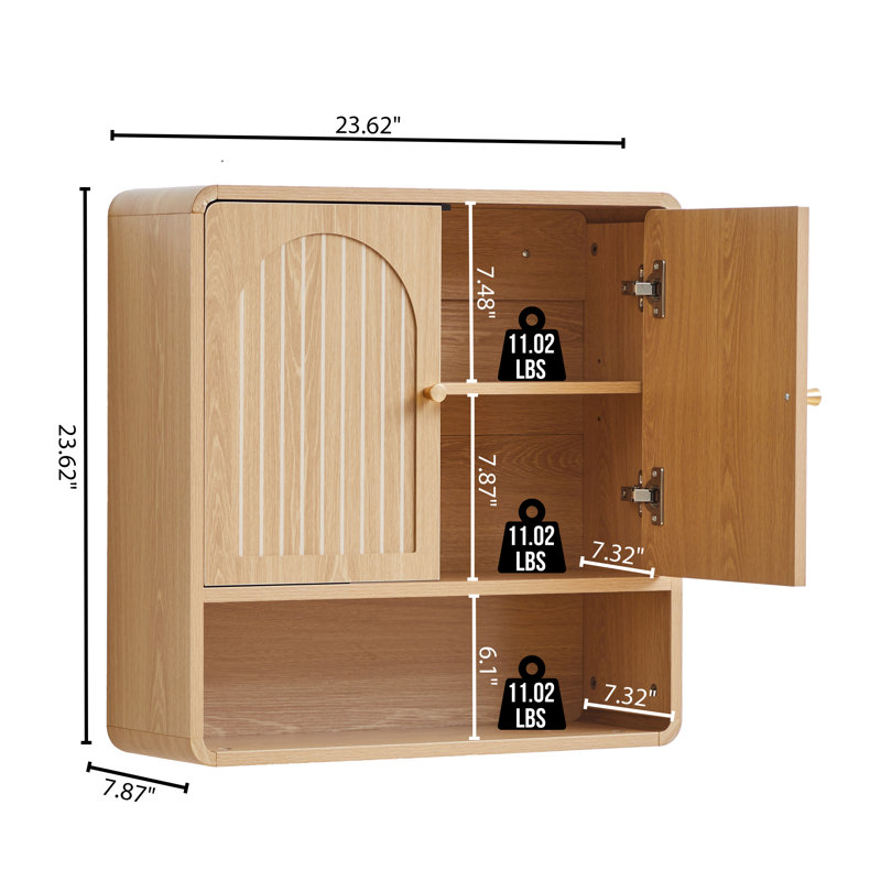 Armoire murale de salle de bain, Naturel