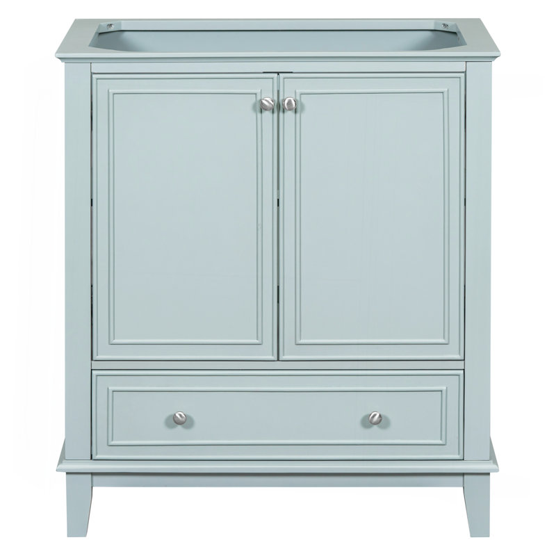 Meuble-lavabo 30 po sans lavabo, base seulement, armoire de salle de bain multifonctionnelle avec portes et tiroir, cadre solide et panneau de fibres à densité moyenne, vert