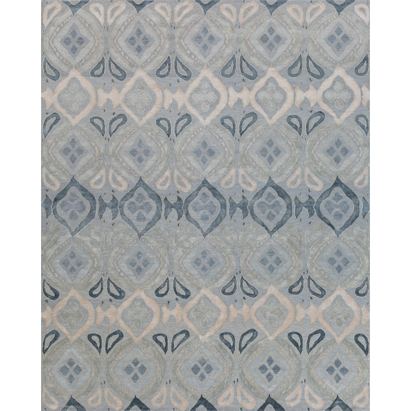 Bali Geometric Area Rug in Platinum/Ice Blue/Ivory, Rectangle 10' x 14'